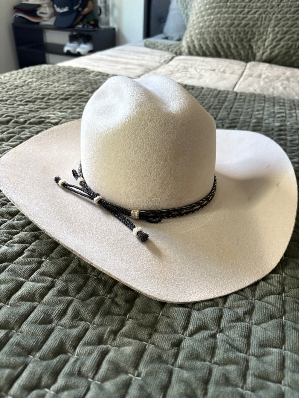 Bailey Ivory Western Cowboy Hat with Braided Chin Cord 7 3/8